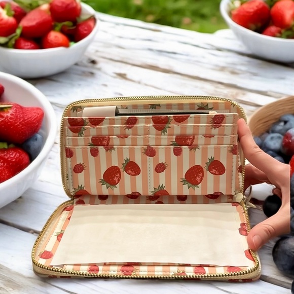 Betsey Johnson Red Multi Berry Stripe Wallet – NWT - Picture 6 of 6